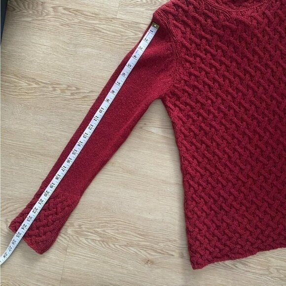 Ireland's Eye Wool Cashmere Sweater Deep Red Cable Knit Dark Academia M/L - Picture 14 of 16